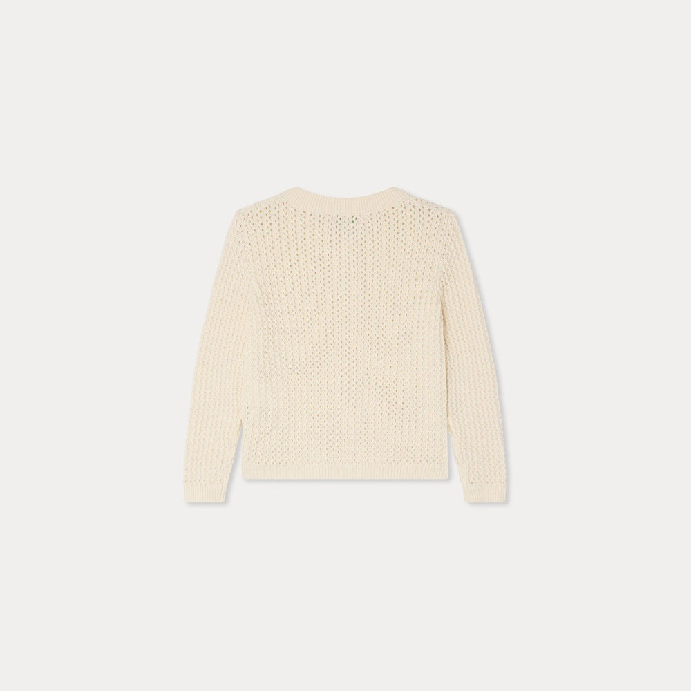 Leonita Knitted Cardigan With Cherry - Ecru 003 - Posh New York