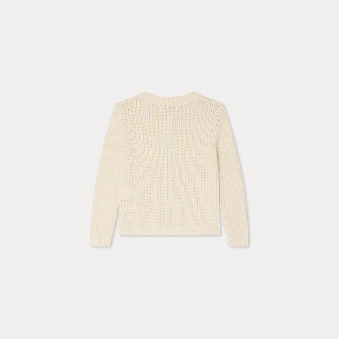 Leonita Knitted Cardigan With Cherry - Ecru 003 - Posh New York
