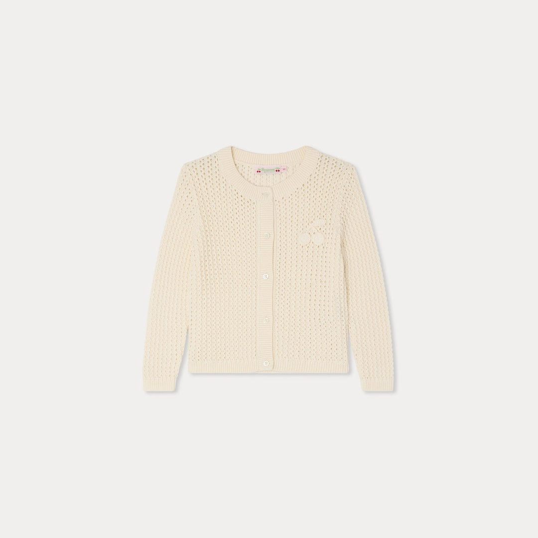 Leonita Knitted Cardigan With Cherry - Ecru 003 - Posh New York