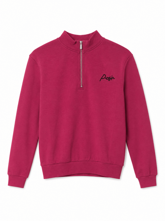 LOGO HALF ZIP SWEATSHIRT - Posh New York