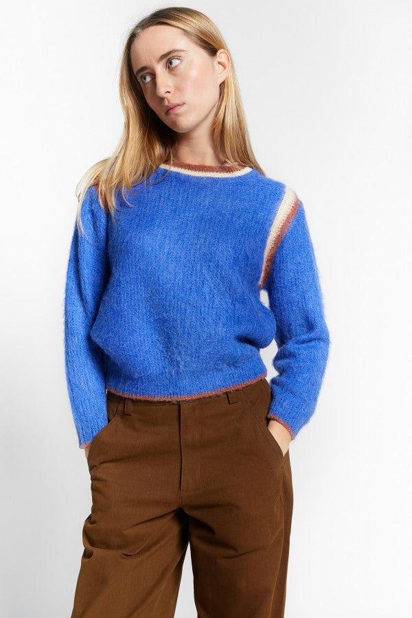 LONG SLEEVE ROUND NECK PULLOVER W/CONTRASTS - Posh New York