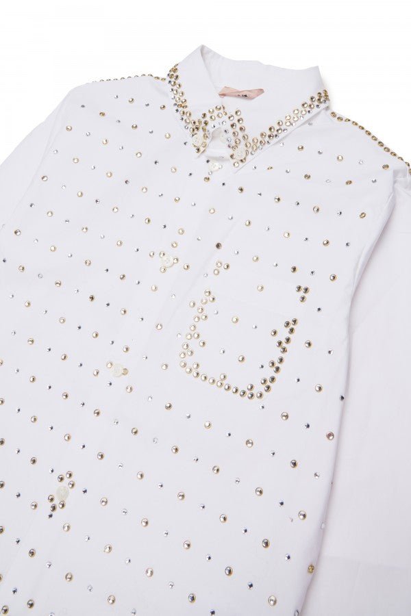 LS BUTTON UP SHIRT WITH ALLOVER STONES - Posh New York