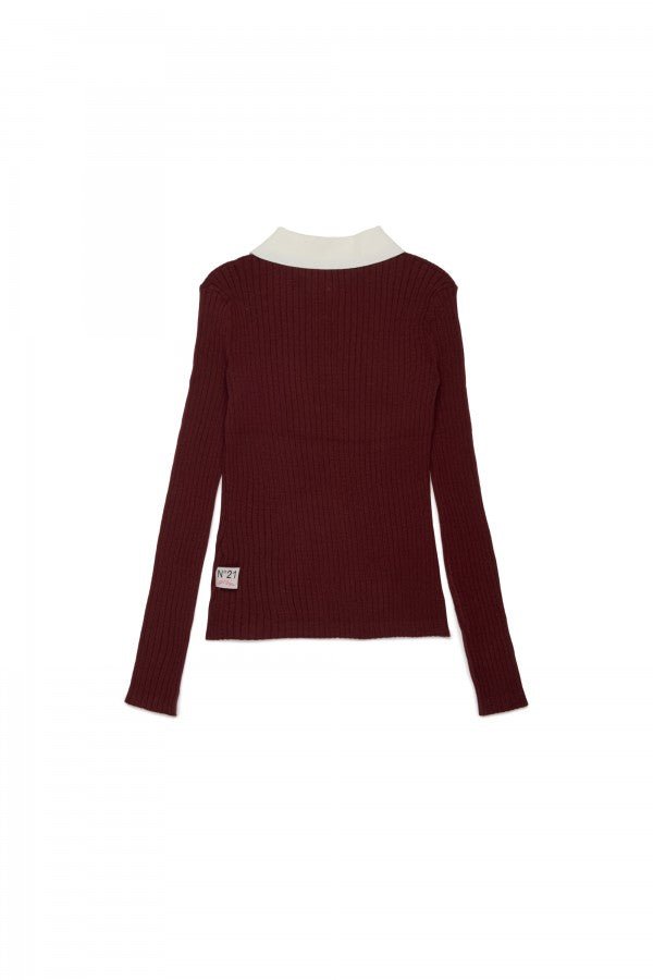 LS RIB KNIT POLO WITH CONTRAST COLLAR - Posh New York