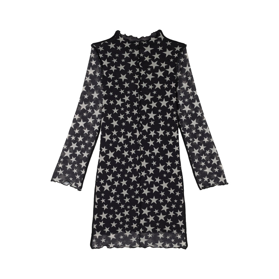 LS Tulle Star Printed Dress - 930AV Black - Posh New York