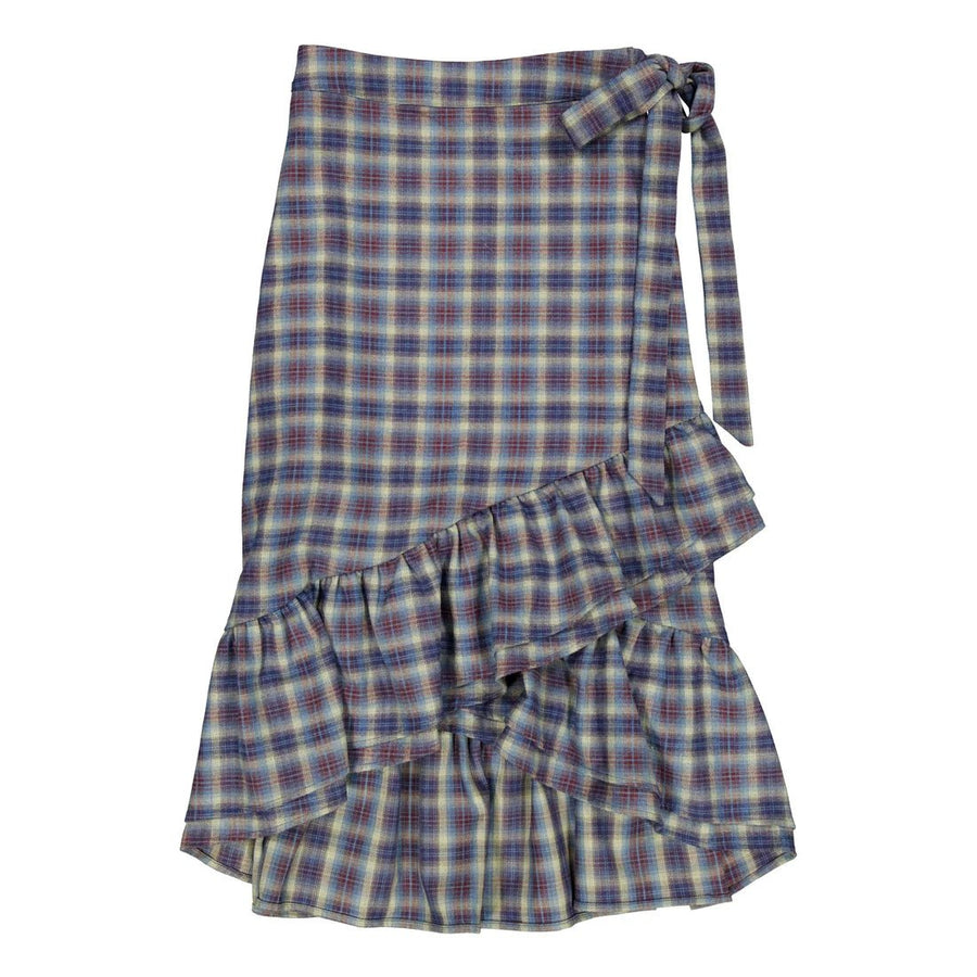 Navy Checkered Ruffle Skirt - Posh New York