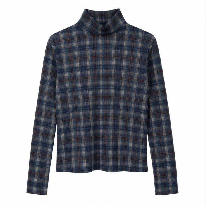 Navy Checkered Turtleneck - Posh New York