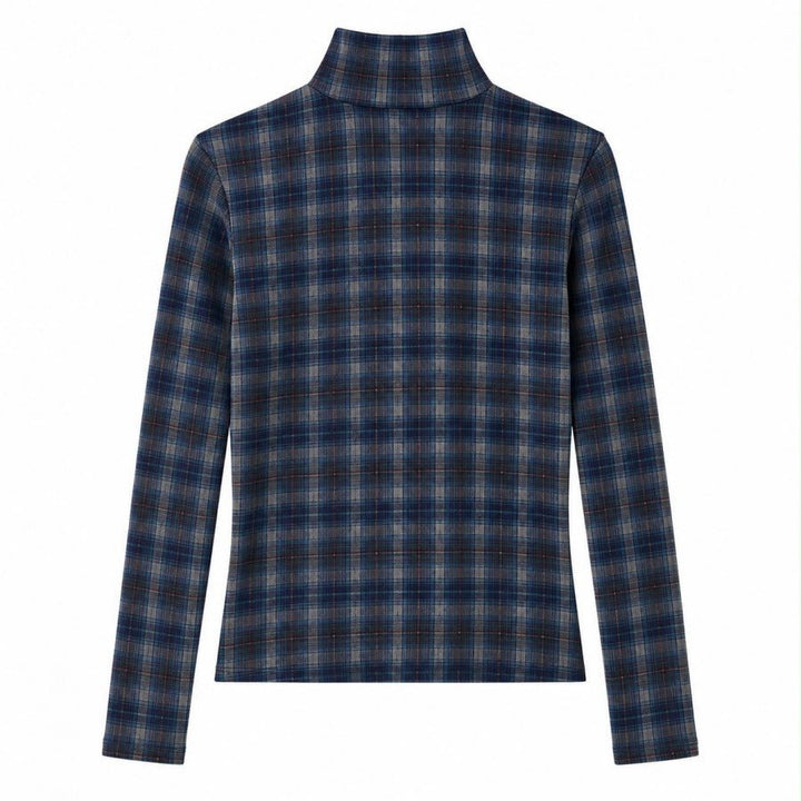 Navy Checkered Turtleneck - Posh New York