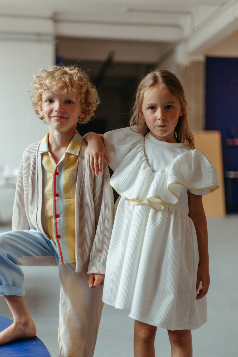 Noah Pinafore Dress - White - Posh New York