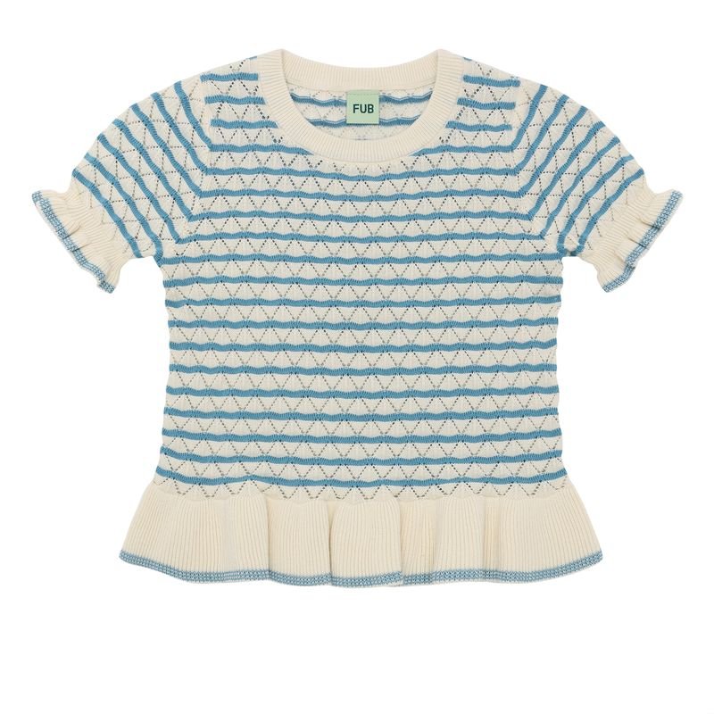 Pointelle Tee - Ecru/Sea - Posh New York