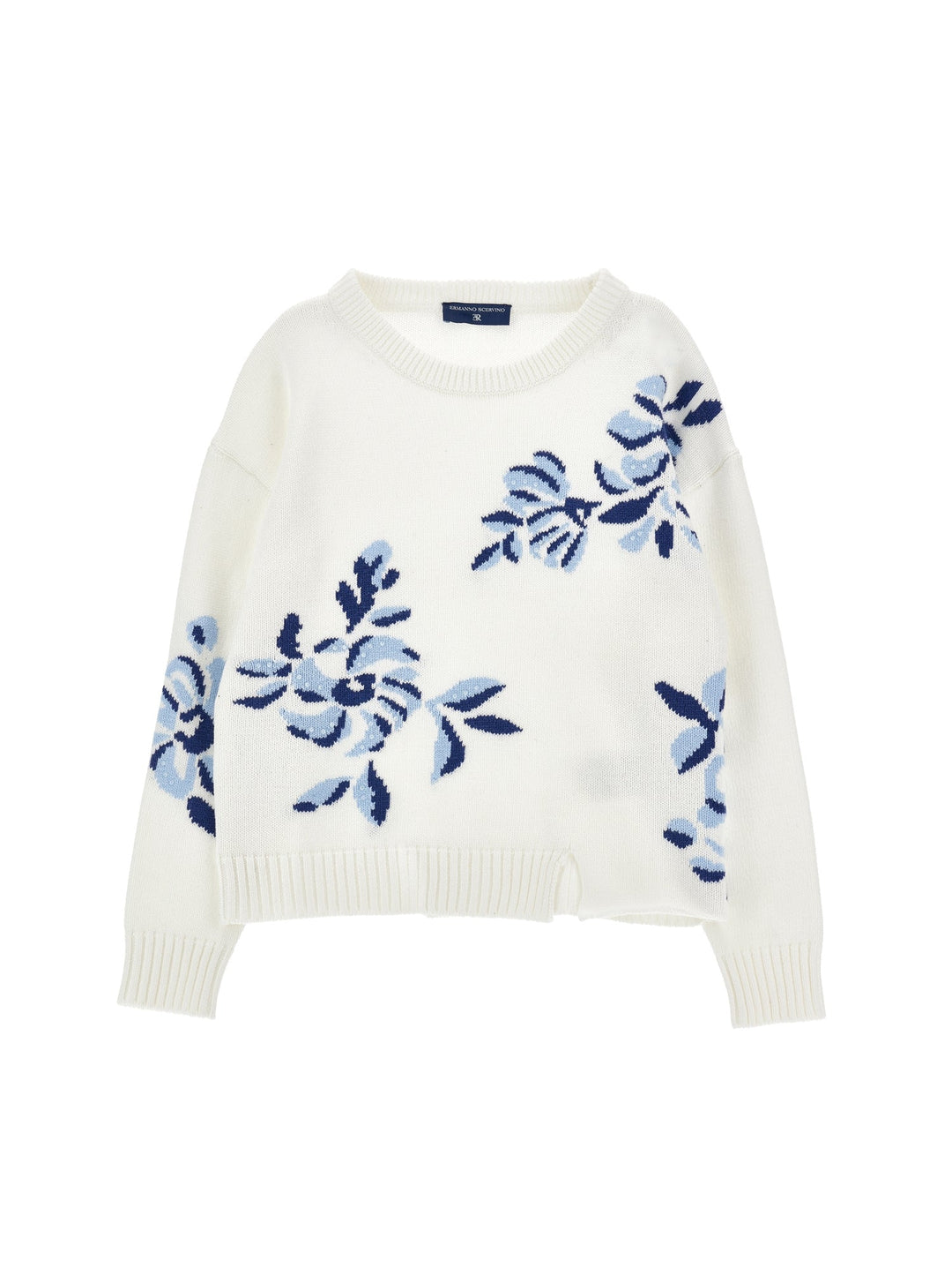 PULL INTARSIO FIORI - Bianco Cleste - Posh New York