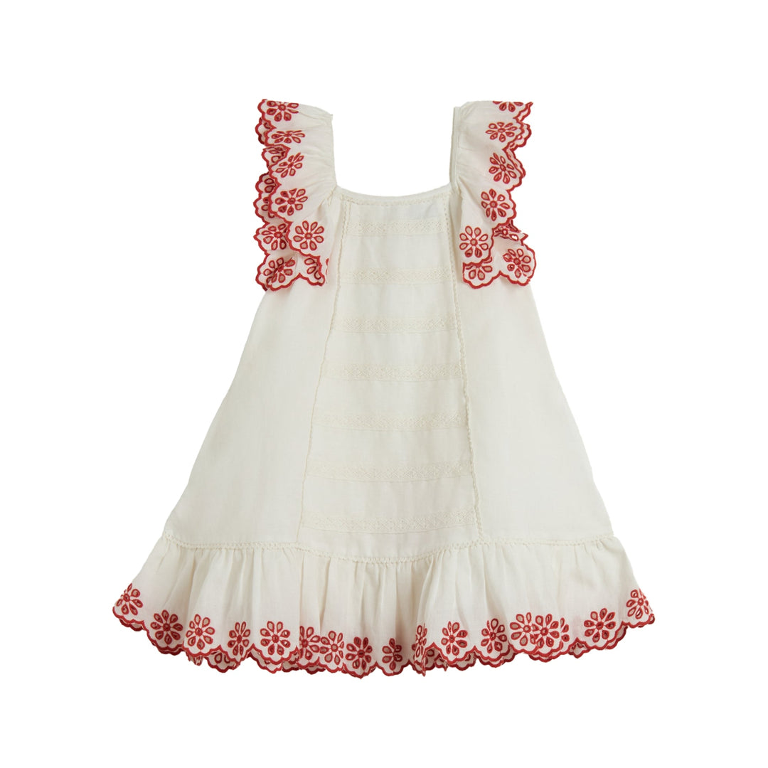 SLVLS Linen Dress W/ Flower - White - Posh New York