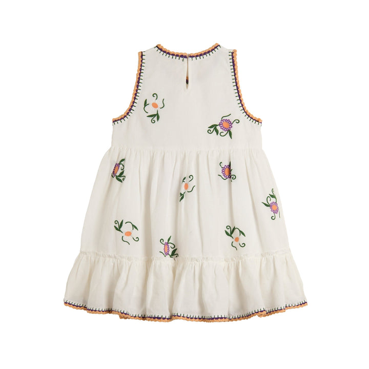 SLVLS Linen Dress W/ Flowers - White - Posh New York