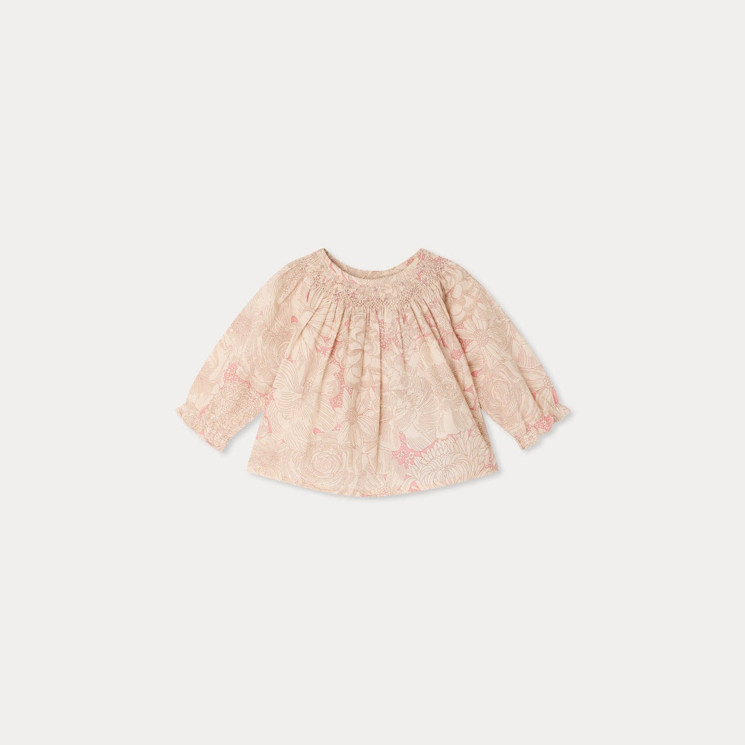 Smock Pink Floral Blouse - FL Rose Moyen 522 - Posh New York