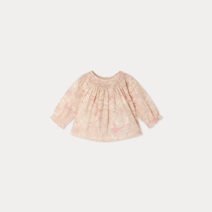 Smock Pink Floral Blouse - FL Rose Moyen 522 - Posh New York