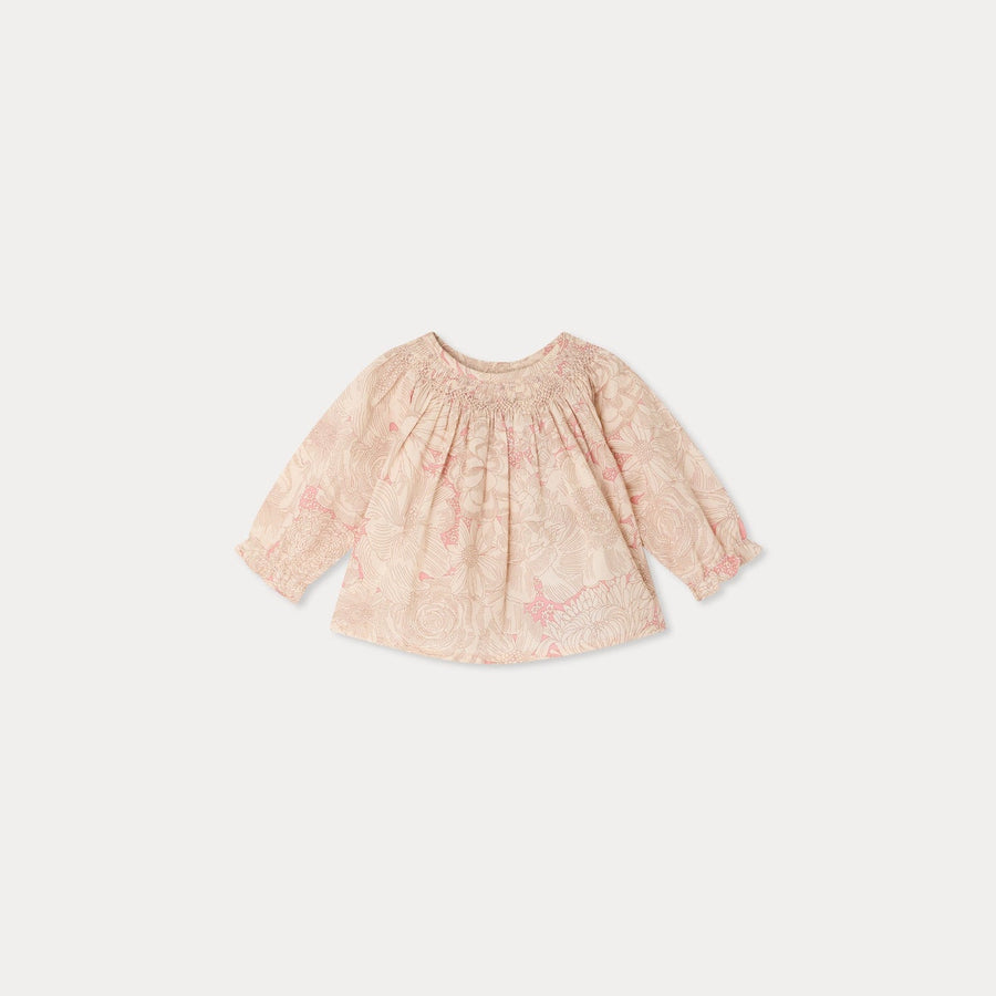 Smock Pink Floral Blouse - FL Rose Moyen 522 - Posh New York