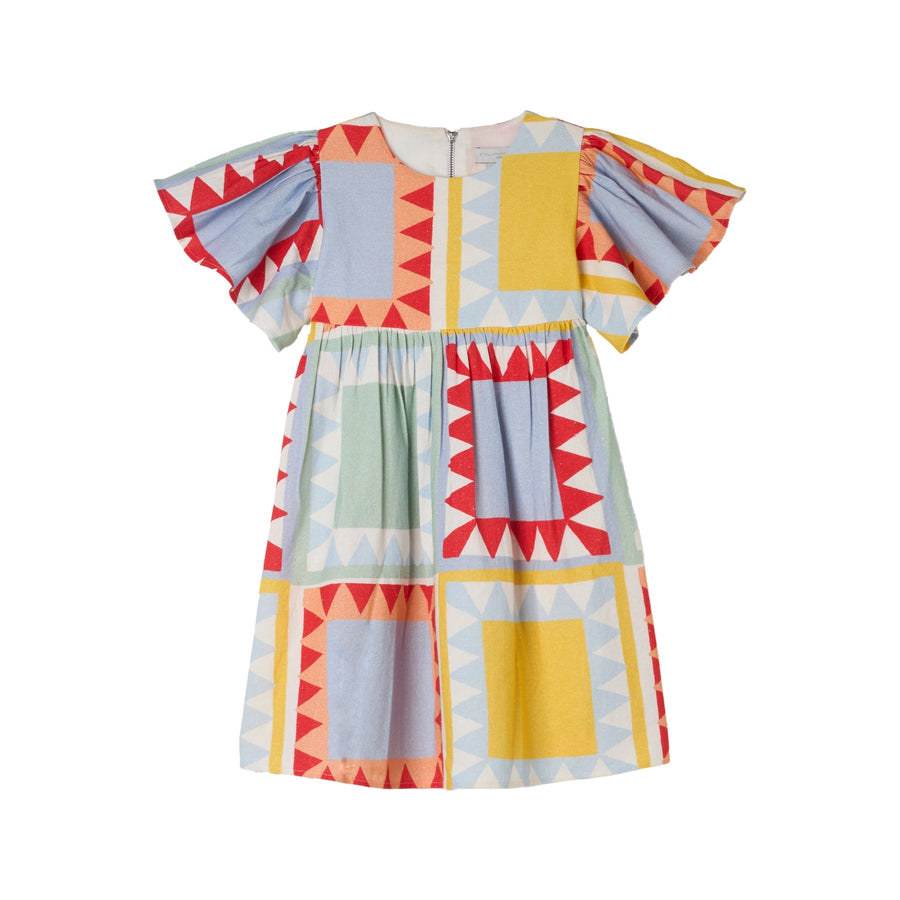 SS Big Picnic Patchwork Dress - Blue Multicolor - Posh New York
