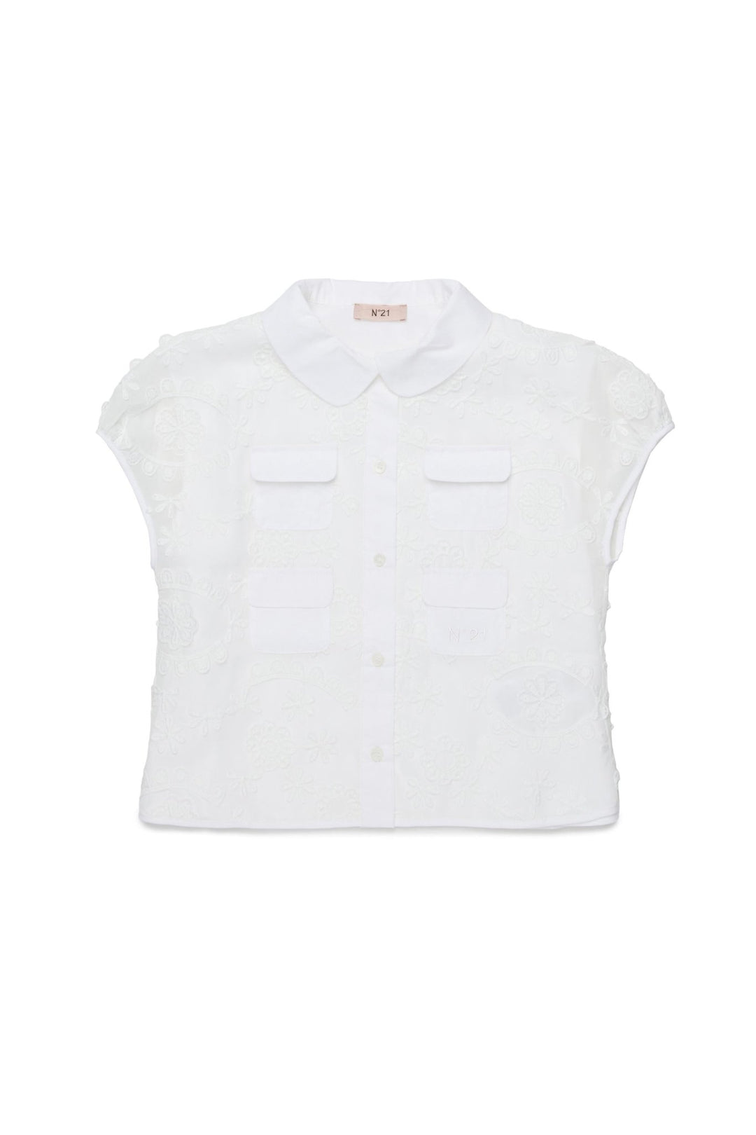 SS Button Up W/ Embroidery - White - Posh New York