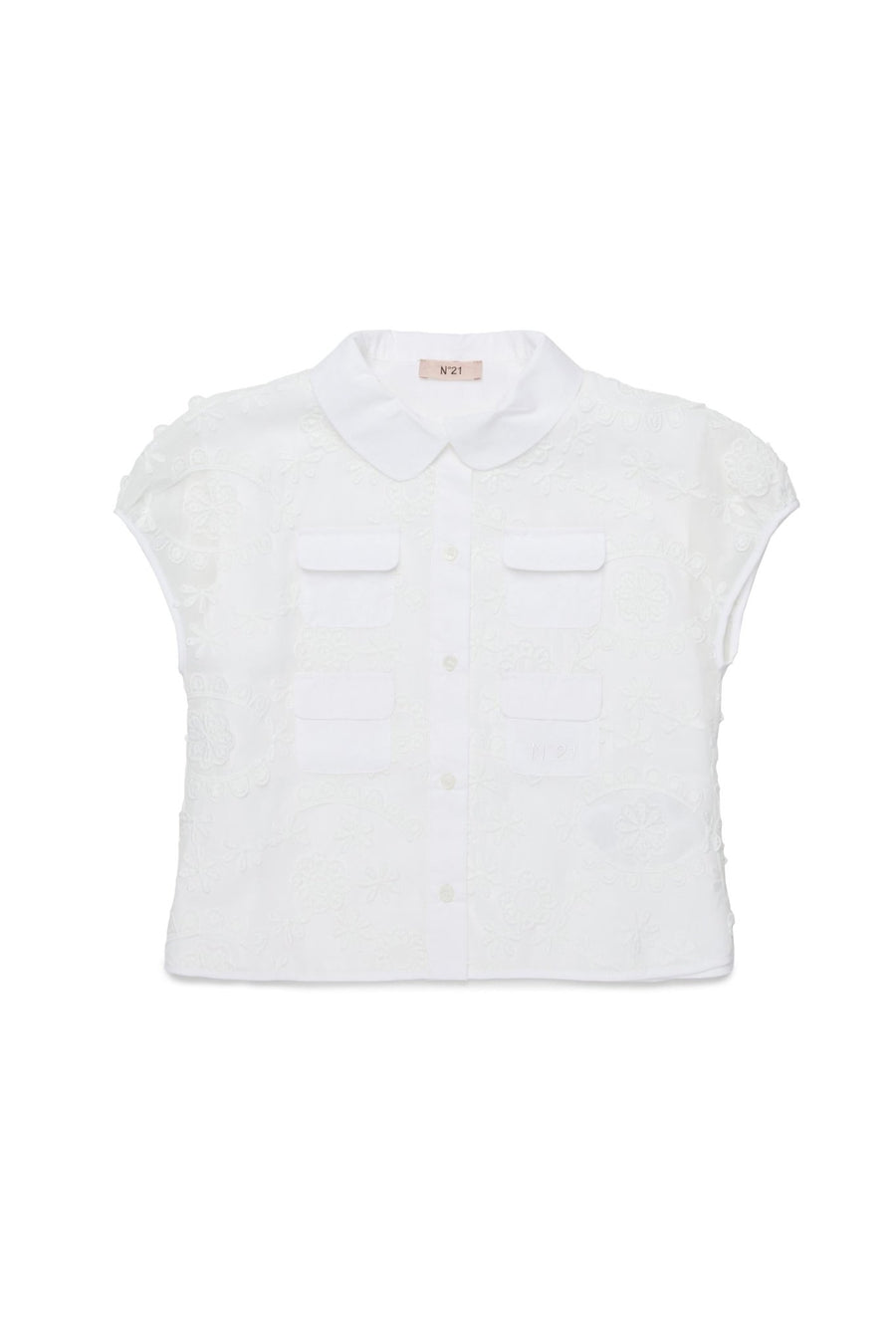 SS Button Up W/ Embroidery - White - Posh New York