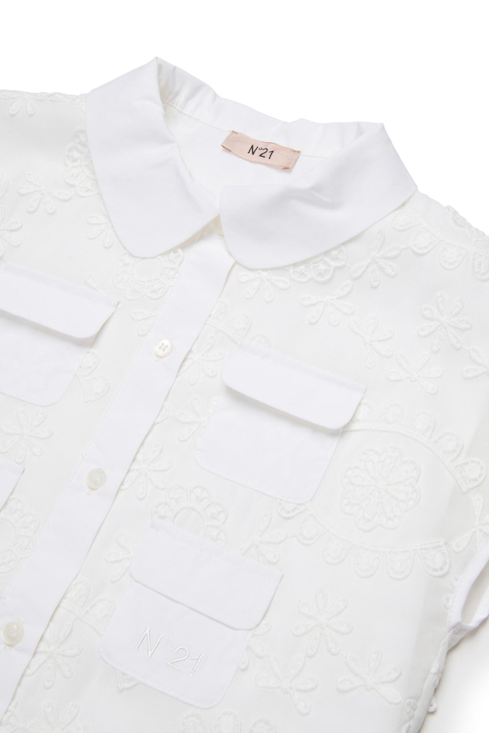 SS Button Up W/ Embroidery - White - Posh New York