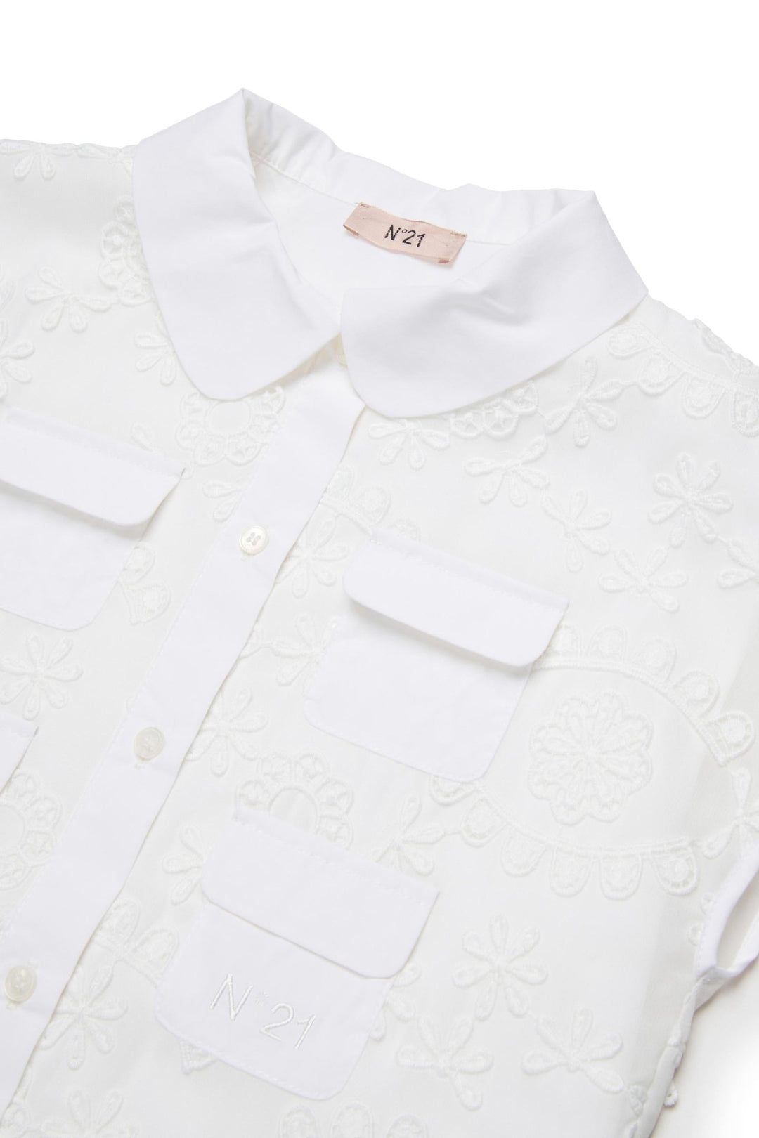 SS Button Up W/ Embroidery - White - Posh New York