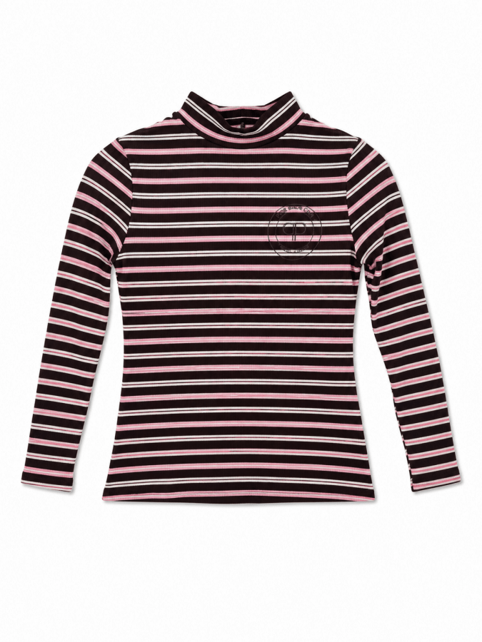 STRIPED MOCKNECK TEE - Posh New York