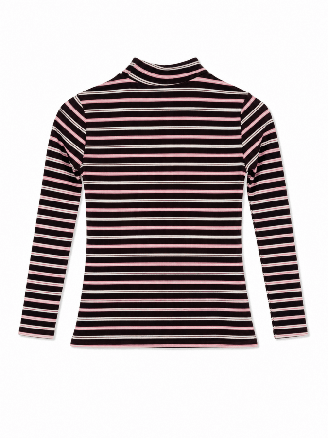 STRIPED MOCKNECK TEE - Posh New York