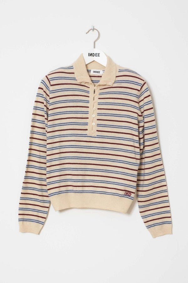 STRIPED PULLOVER WITH BUTTONS - Posh New York