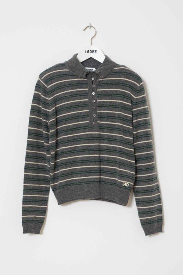 STRIPED PULLOVER WITH BUTTONS - Posh New York