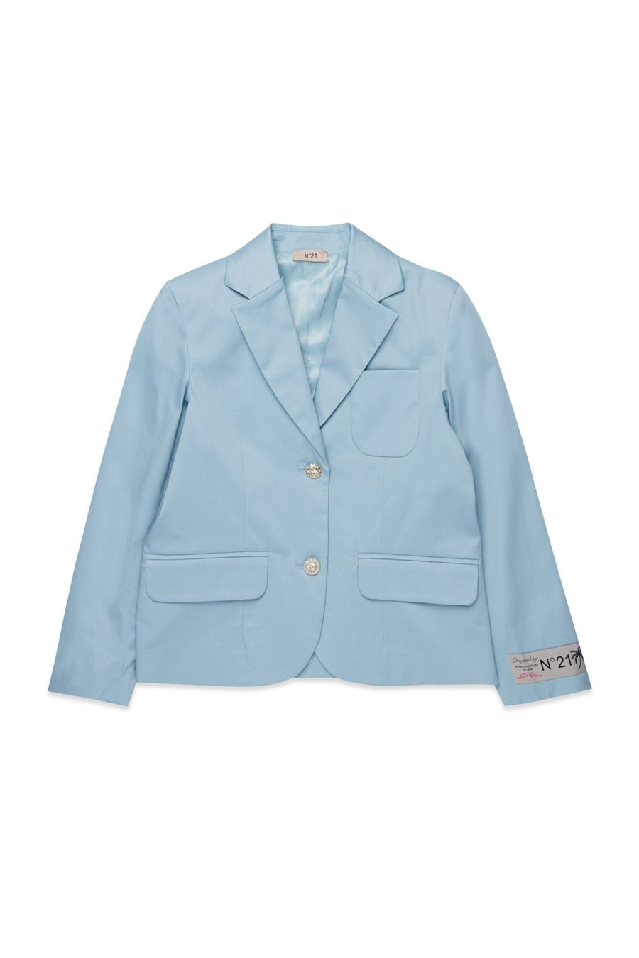 Suit Jacket With Jeweled Buttons - LT Blue - Posh New York