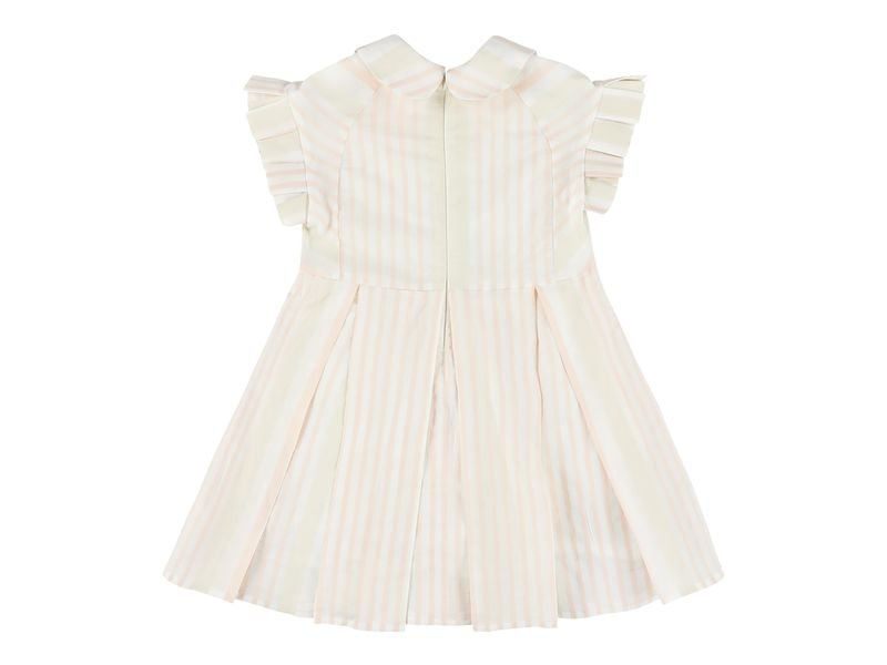 White Pinstriped Dress With Collar - Pink - Posh New York