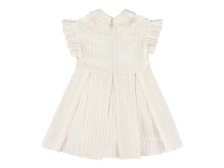 White Pinstriped Dress With Collar - Pink - Posh New York