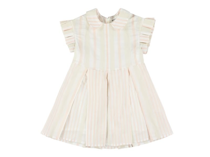 White Pinstriped Dress With Collar - Pink - Posh New York