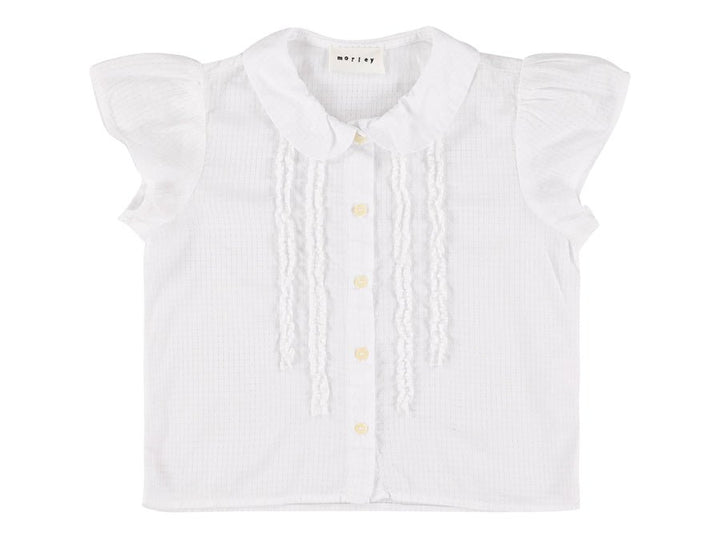 White Ruffle Girls Shirt - White - Posh New York