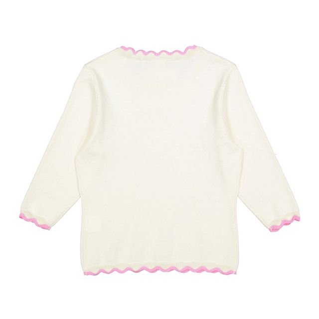 White Sweater With Trim - Pink - Posh New York