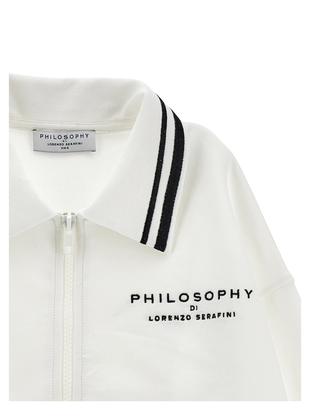 Zip Up Sweat Jacket With Collar - 0150 Off White - Posh New York