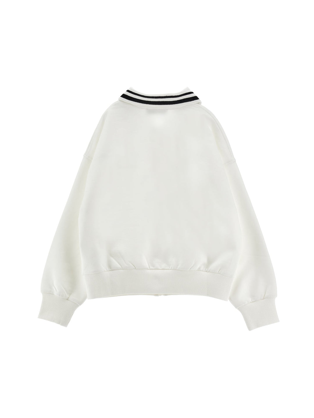 Zip Up Sweat Jacket With Collar - 0150 Off White - Posh New York